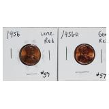 1956 & 1956-D  Lincoln Cents   Unc Red