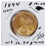 1894  $10 Gold Liberty   Unc