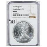 2021  Type-I  $1 Silver Eagle   NGC MS-69