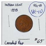 1878  Indian Head Cent   VG-10 Corroded rev