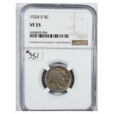 1924-S  Buffalo Nickel   NGC VF-25