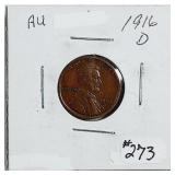 1916-D  Lincoln Cent   AU