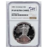 1991-S  $1 Silver Eagle   NGC PF-69 UC