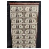 Uncut sheet of 16  1999 $1 FRN E-Star  Unc