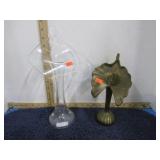 BRASS & GLASS JACK IN THE PULPIT VASES