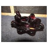 PURPLE ART GLASS SHELL ASHTRAY