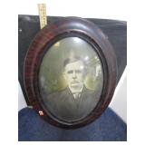 ANTIQUE BUBBLE GLASS FRAME W/ PORTRAIT