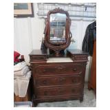 VICTORIAN WALNUT DRESSER W/ WISHBONE MIRROR