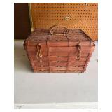 Beautiful Woven Basket with Hinged Lid.- Made in Occupied Japan