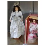 2 Collector Dolls (bride on stand) & Paradise Galleries doll in box with hat