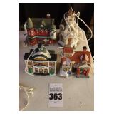 4 Christmas Village Houses - several with lights