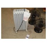 DeLonghi Radiating Heater and 2 Table Top Electric Fans