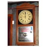 Vintage Oak Dr. Pepper Advertising "King of Beverages" Winding Wall Clock with Day Dial with Pendulum with Key    38"x16"