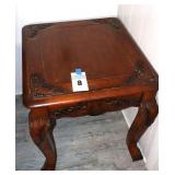 Wood Carved End Table - some wear -            23"x23"x27"        *Matches Lot # 7