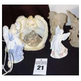 Variety of Angel Figurines -  (1 has light) 5 total