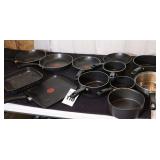 Variety of skillets & pots some lids (mostly T-Fal)