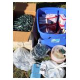 Variety of Christmas lights - many strands, several new in boxes, stakes, hangers & hooks