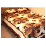 Autumn Harvest Quilt with matching pillows and shams 99"x82"