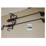 2 - Antique Hanging Cast Iron Balance Beam Scale