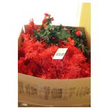 Large Red  Pre lit Artificial Christmas Tree with garland    - 5 foot +