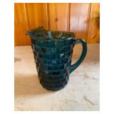 Vintage Blue Glass Pitcher