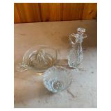 Vintage Glass Juicer, Bottle w/Stopper, and Small Bowl