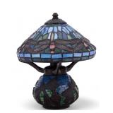 Bronzed Stained Glass & Mosaic Dragonfly Lamp