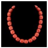 Coral-Colored Art Glass Necklace w/ 14K Clasp