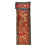 Large Antique Chinese Dragon Silk Banner (Red)