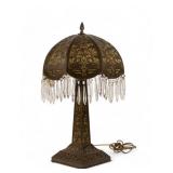 Art Deco Lamp w/ Hanging Crystals