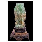 Antique Carved Flourite Lamp on Stand