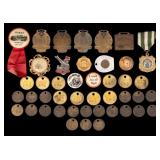 Brass Trade Tokens, York Medals, & Pins (44 Pcs.)