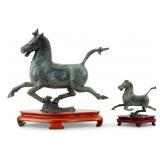 Bronze Horse Figures on Pedestals (2)