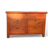 19th C Storage Chest w/ 4 Drawers and Top Storage