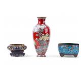 Asian Cloisonne Dragon and Floral Vases (3)