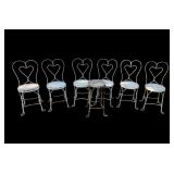 White Parlor Chairs (6) w/ Matching Stool