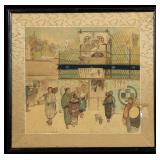 Japanese Street Scene Silk Painting