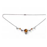 Sterling and Amber Necklace