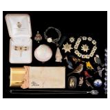 Elgin American Case, Figural Brooches & Jewelry