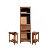 Whalen Shelving Unit & Pair of  Wedge Side Tables