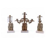 Grandole Bronze and Marble Candlestick Set