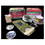 Leaf Glass Plates, Cookbooks, Silk Bottle Holder