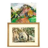 John Chetcuti (MT 1900-1976) & J. Oser Watercolors