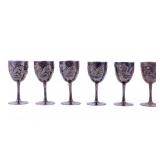 Silver Plated Chinese Export Wha Feng Goblets (6)