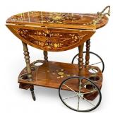 Vintage Italian Marquetry Tea Service Cart