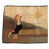 Handmade Rooster Hook Rug, 19th/Early 20th C