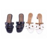 Hermes Black and White Womenï¿½s Sandals