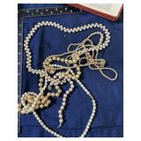 Lot of pearl like necklaces and parts