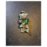 Rhinestone bear playing a saxophone pin