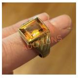 10k stamped ring with amber colored stone